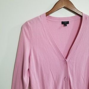 Talbots Petites 3/4 Sleeve Pink Cardigan Sweater